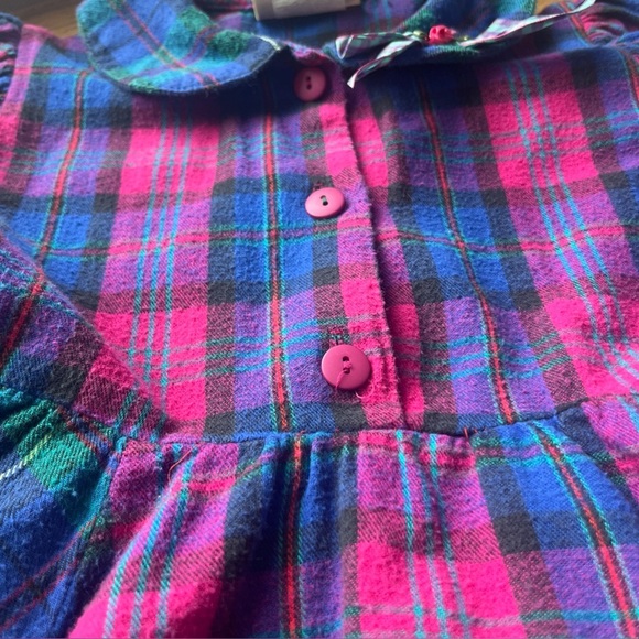 VTG Flutterby GirlsSize 6 Plaid Flannel Puffy Sleeve Dress Handkerchief Asym Hem - Picture 10 of 11